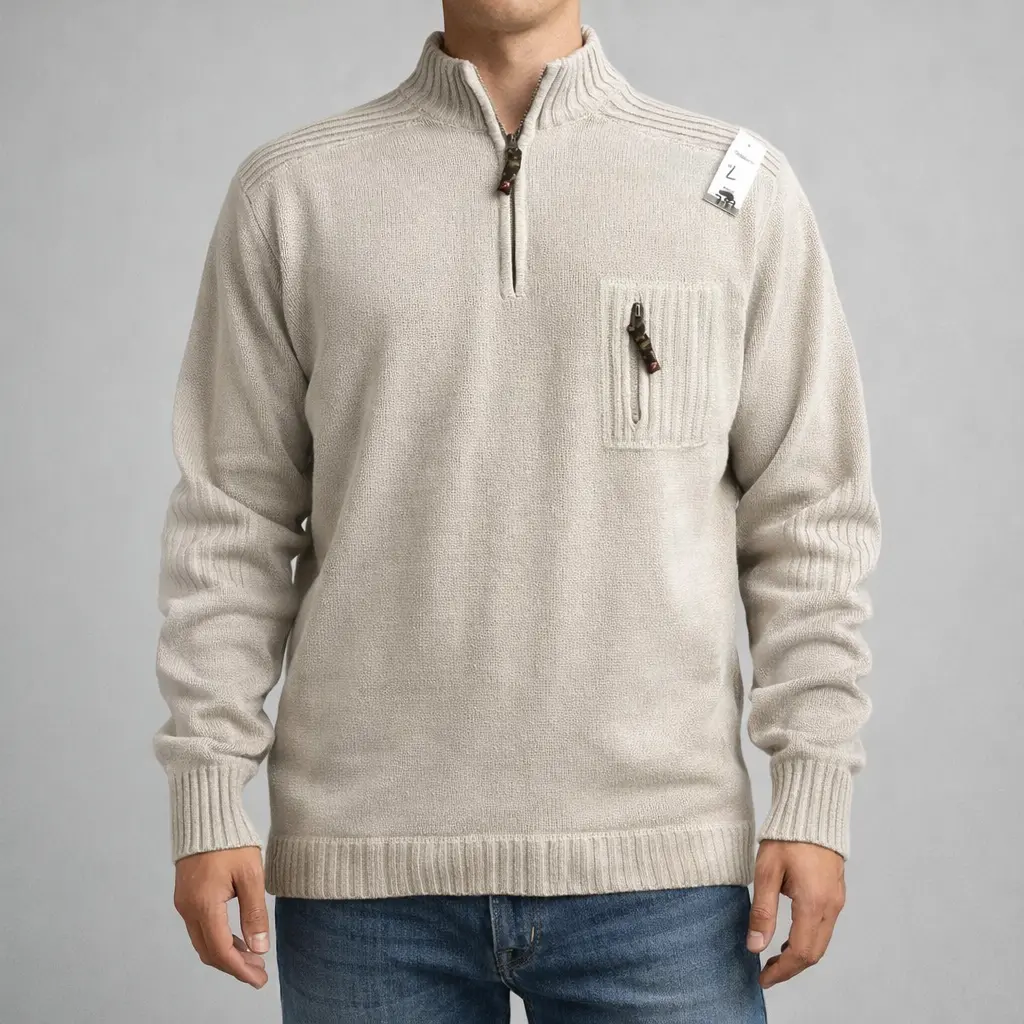 بافت نیم‌زیپ مردانه استوک اورجینال PLUGG -سایز لارج- استوک مارکباز