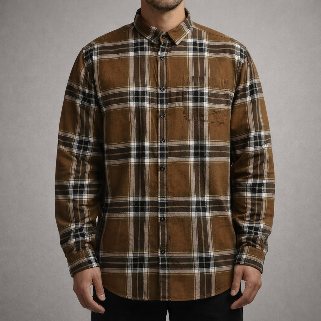 پیراهن چهارخانه مردانه OFF-LINE سایز L | استوک اورجینال -استوک مارک باز