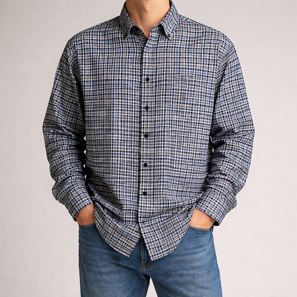 پیراهن چهارخانه مردانه پنبه‌ای استوک اورجینال | سایز XL -استوک مارکباز