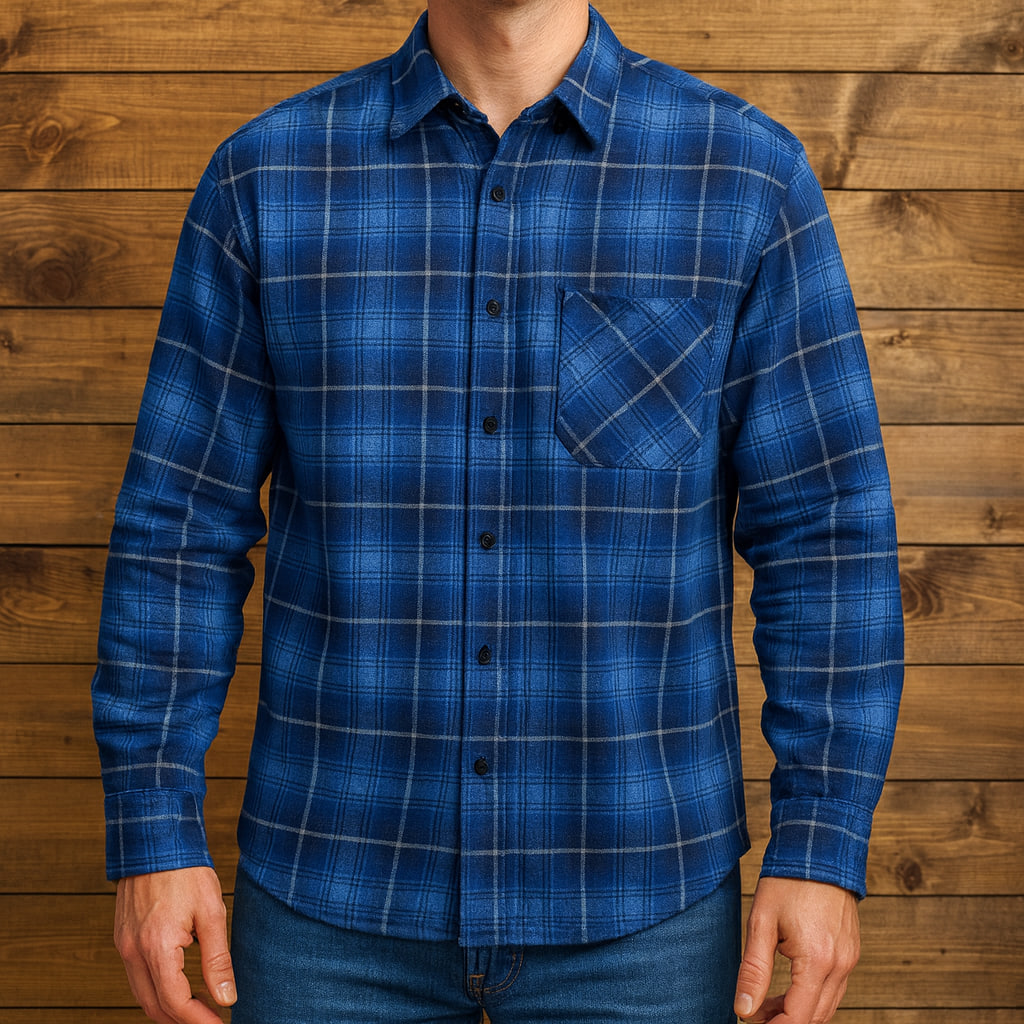 پیراهن پشمی نازک چهارخانه مردانه  پورتون 100٪پنبه – استوک مارکباز