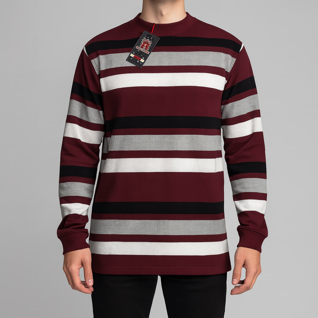 سویشرت بافت‌دار راه‌راه مردانه استوک | سایز XL استوک مارک باز