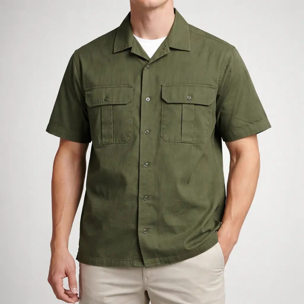 پیراهن آستین کوتاه مردانه TOPMAN زیتونی | استوک اورجینال | سایز M | استوک مارک باز