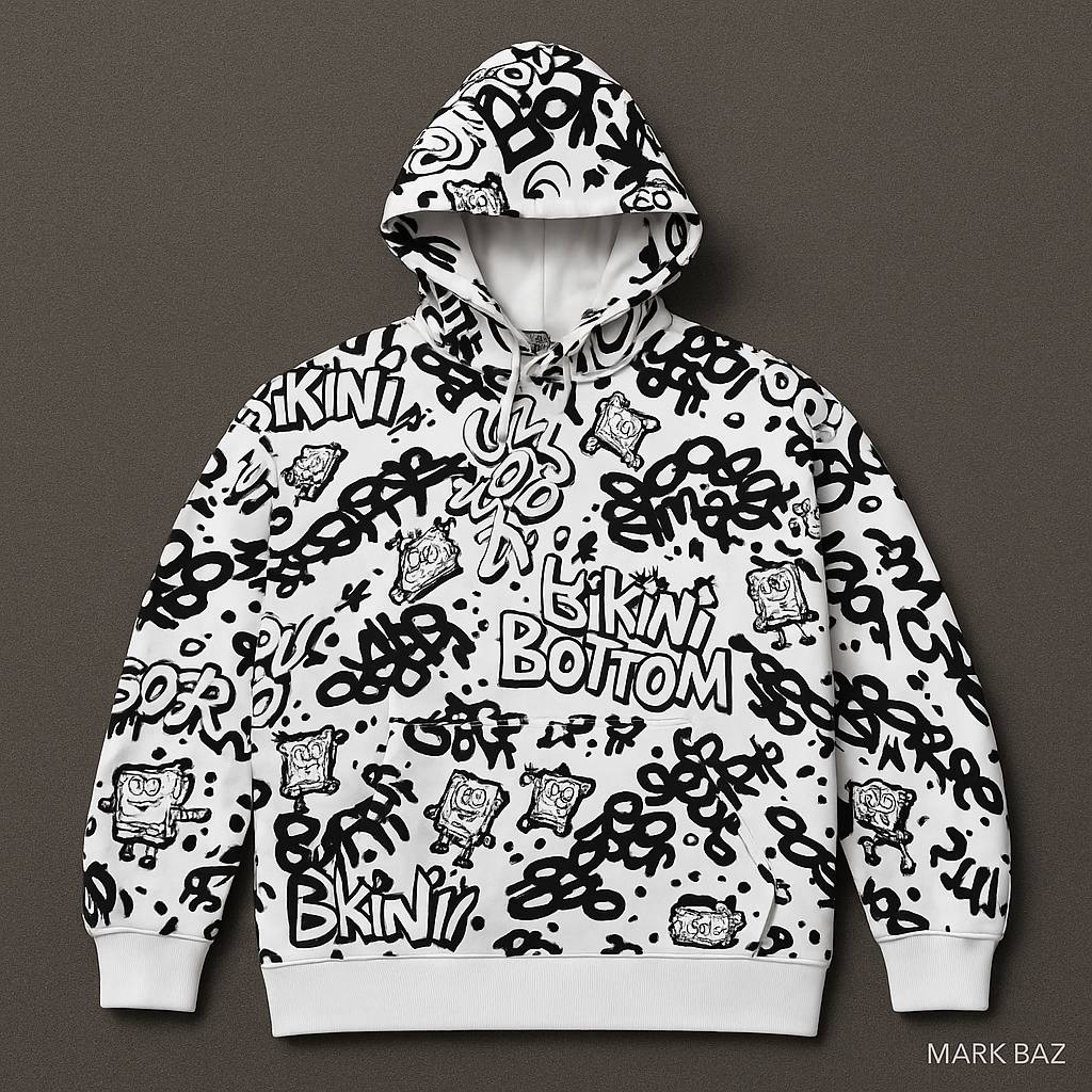 هودی اورجینال H&M طرح اسپنج‌باب – مدل Bikini Bottom | استوک مارک‌باز