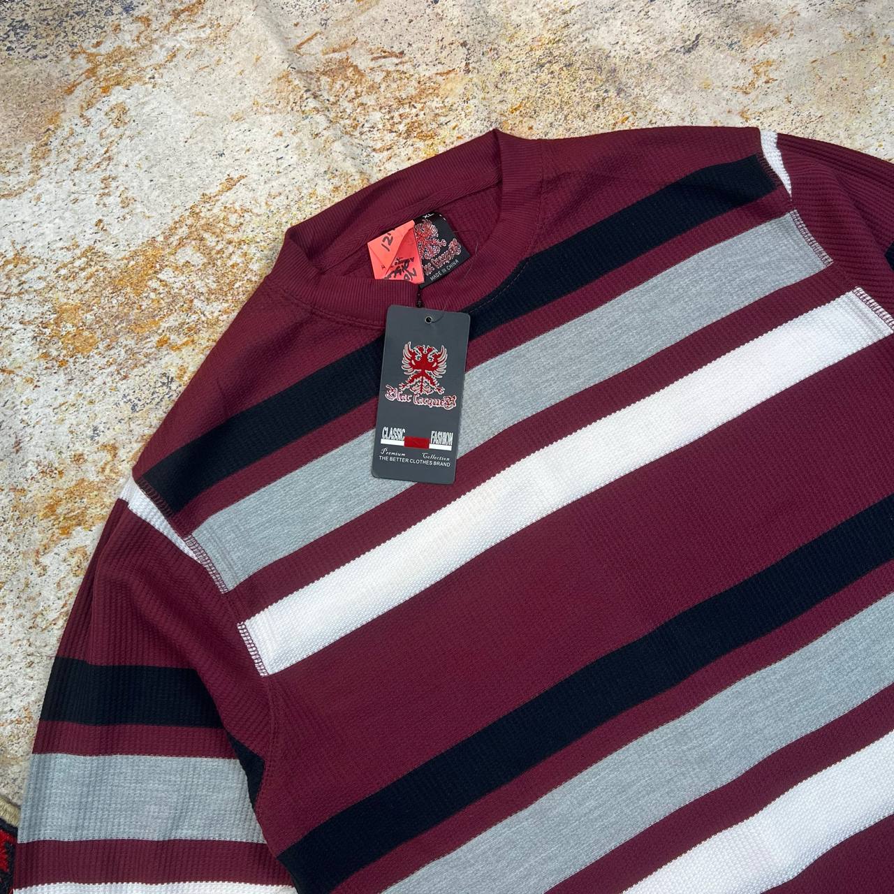 سویشرت بافت‌دار راه‌راه مردانه استوک | سایز XL استوک مارک باز