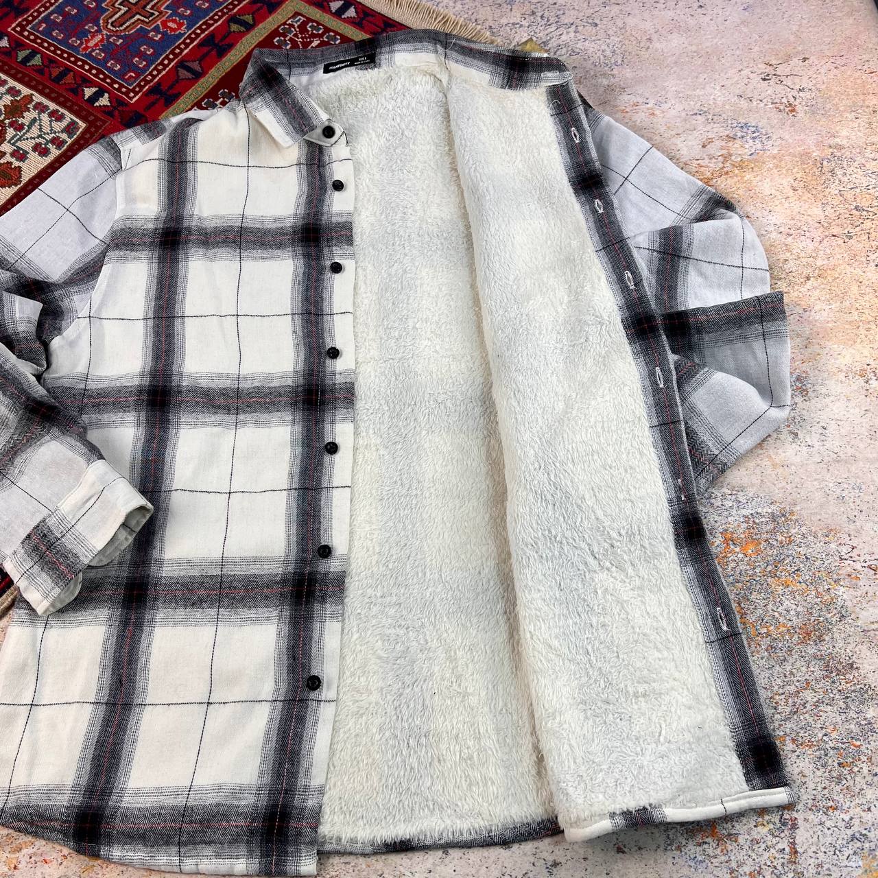 پیراهن پشمی چهارخانه  خزدار مردانه استوک اورجینال -استوک مارکباز