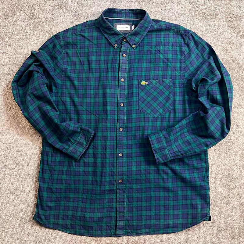 پیراهن چهارخانه لاکوست اورجینال | کتان 100٪ | استوک مارک باز