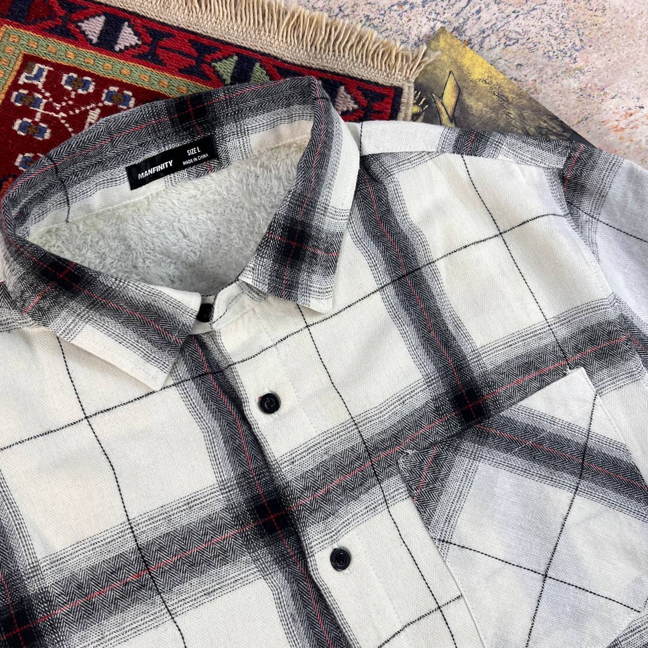 پیراهن پشمی چهارخانه  خزدار مردانه استوک اورجینال -استوک مارکباز