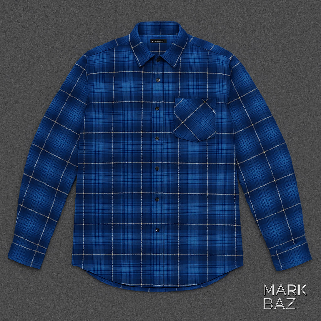 پیراهن پشمی نازک چهارخانه مردانه  پورتون 100٪پنبه – استوک مارکباز