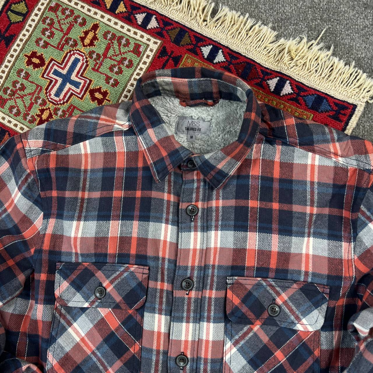 پیراهن پشمی داخل خز مردانه برند M&S استوک اورجینال | سایز M-استوک مارکباز