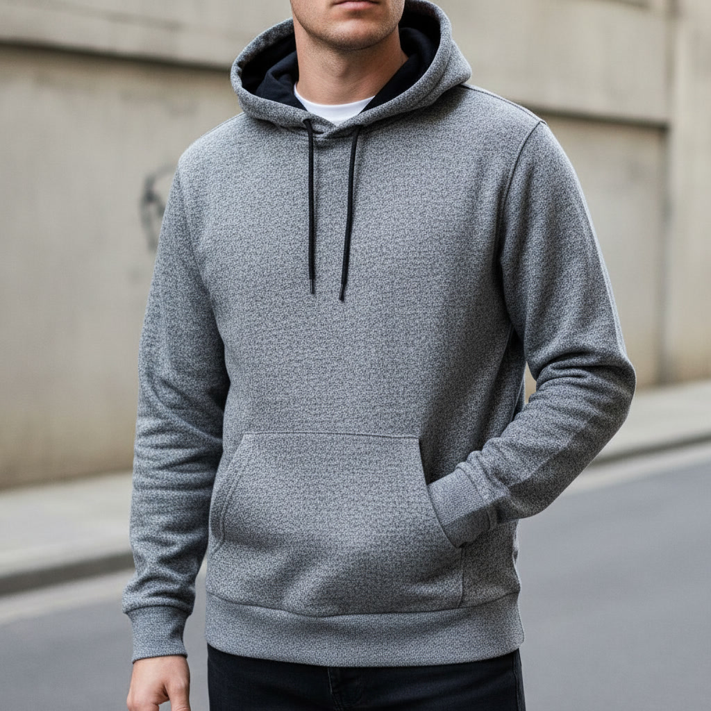 هودی مردانه C&A مدل The Basics خاکستری ملانژ | اورجینال – استوک مارکباز