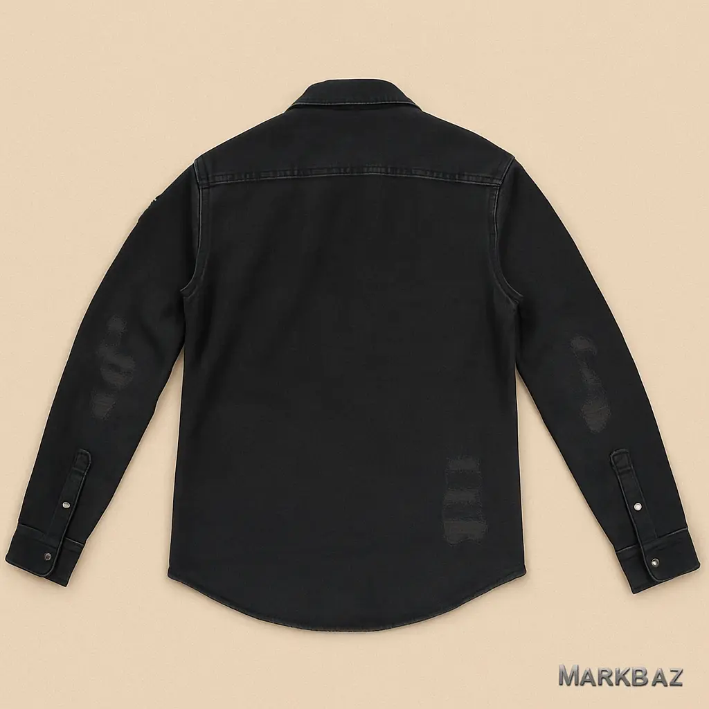 پیراهن جین مشکی دیسترس مردانه استوک اورجینال | استوک مارکباز