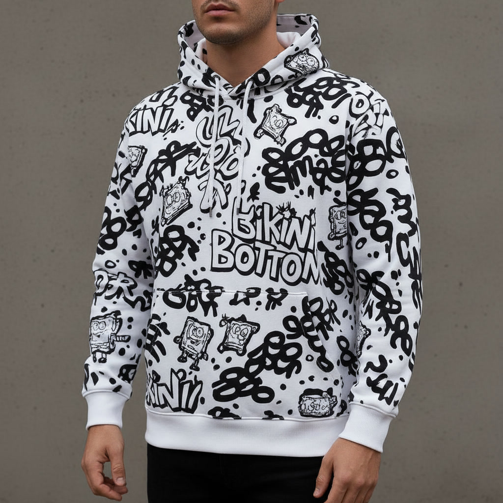 هودی اورجینال H&M طرح اسپنج‌باب – مدل Bikini Bottom | استوک مارک‌باز