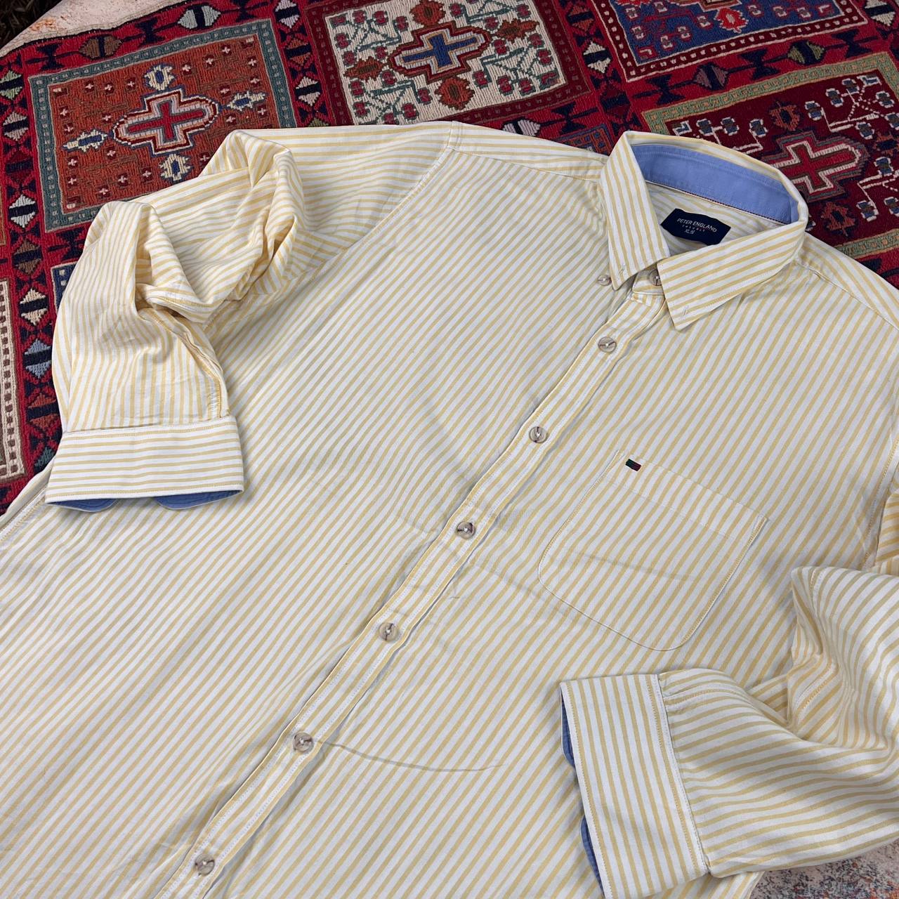 پیراهن مردانه راه‌راه Peter England سایز XL | استوک اورجینال - استوک مارک باز