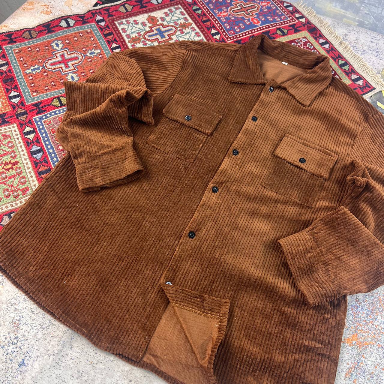 پیراهن مخمل کبریتی مردانه استوک سایز XL- استوک مارک باز