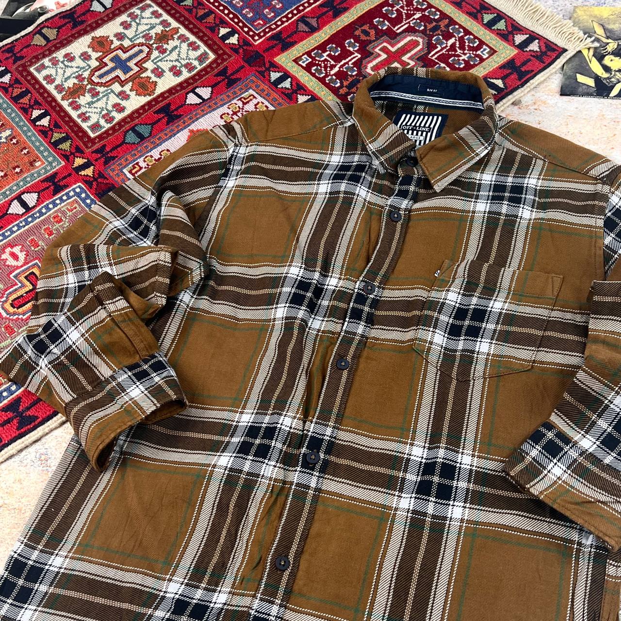 پیراهن چهارخانه مردانه OFF-LINE سایز L | استوک اورجینال -استوک مارک باز