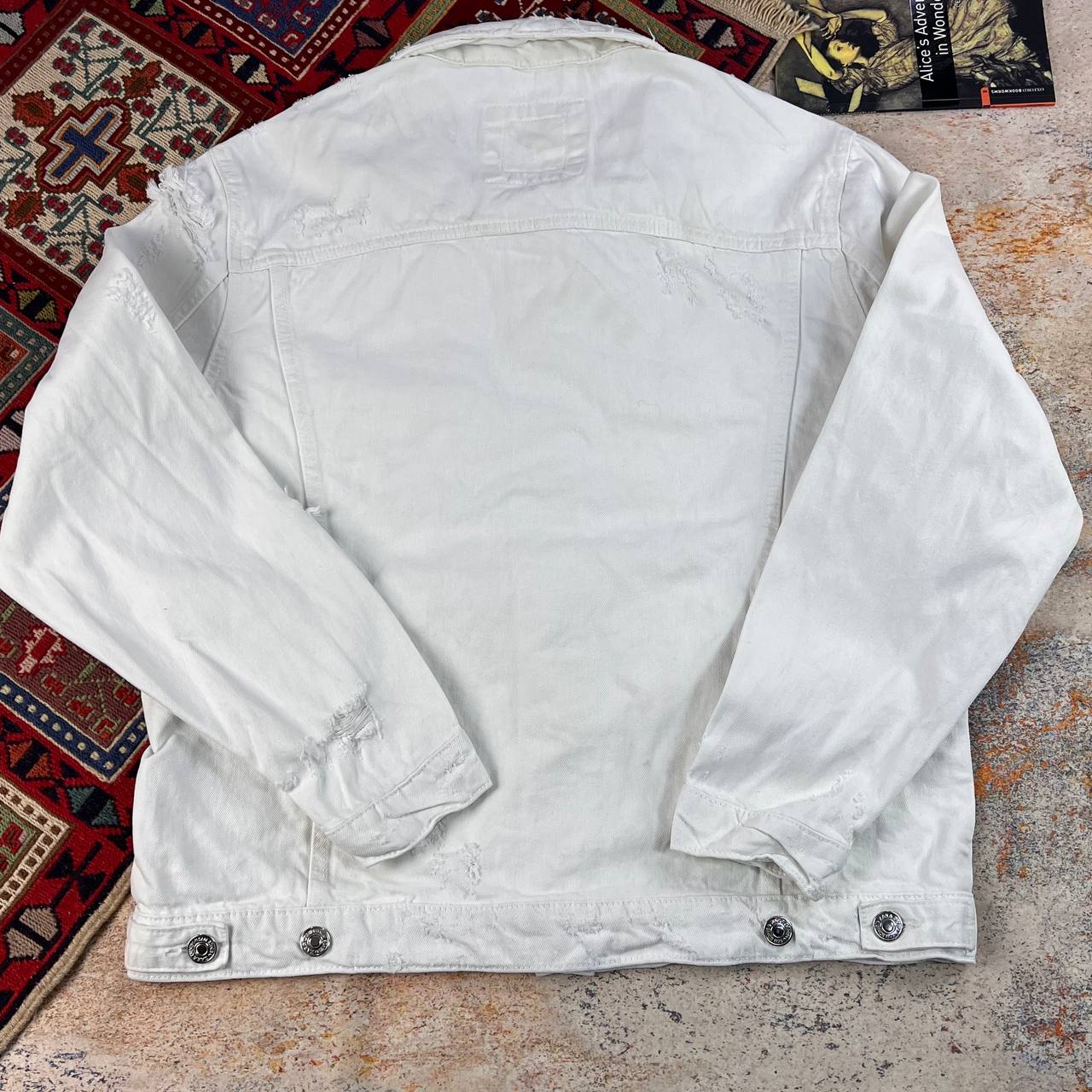 کاپشن جین سفید  ZARA سایز XL | استوک اورجینال -استوک مارک‌ باز