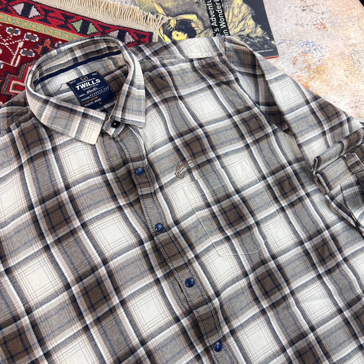 پیراهن چهارخانه مردانه Twills استوک اورجینال -سایز L-استوک مارکباز