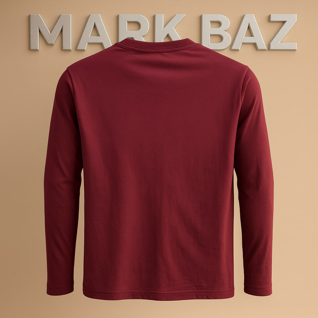 خرید تیشرت آستین بلند یقه گرد مردانه Urban Track رنگ زرشکی با طرح چاپی ART Fashion ساخت هند – کیفیت سوپرکرم در حد آکبند | فروشگاه استوک مارک باز