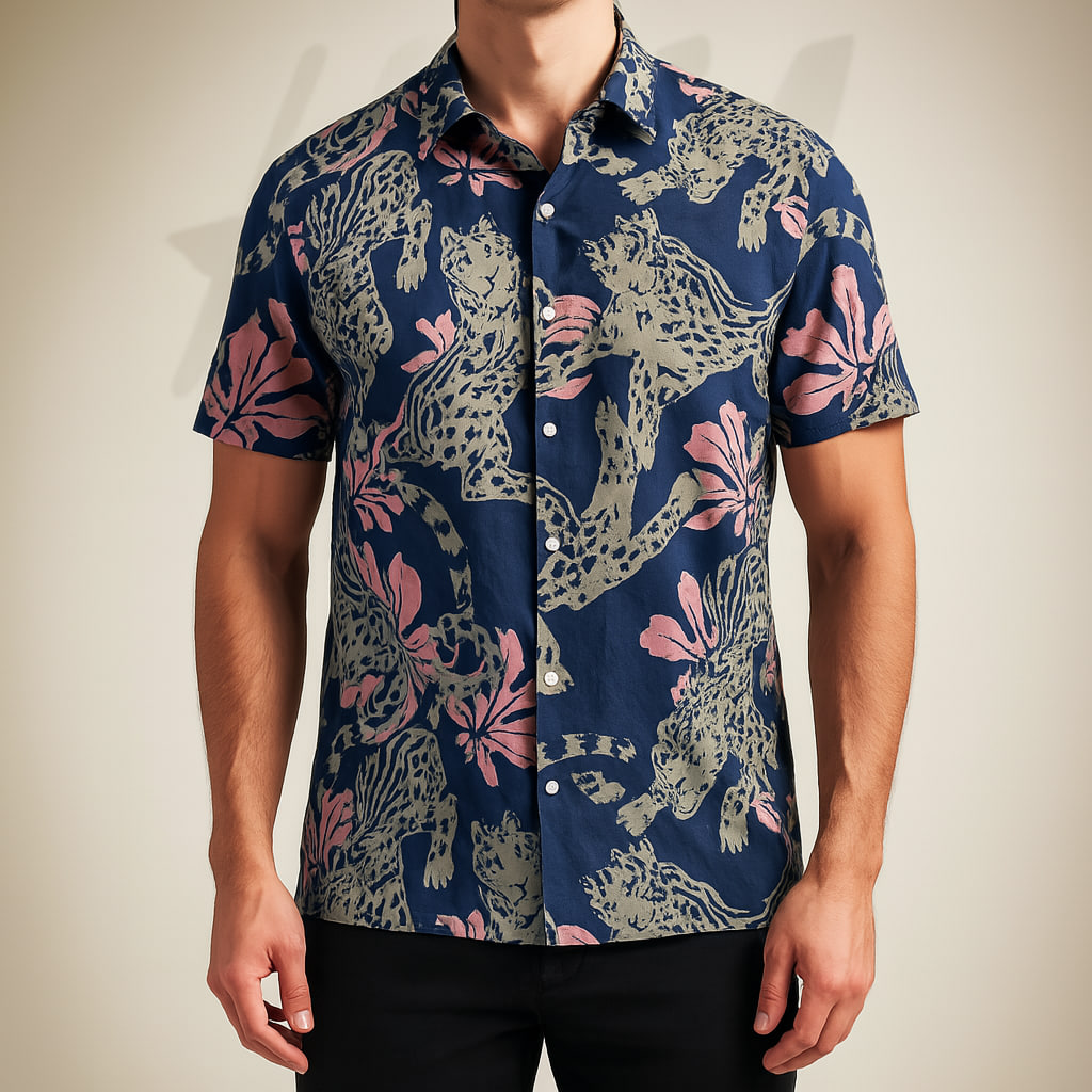 پیراهن هاوایی مردانه برند h&m استوک مارکباز