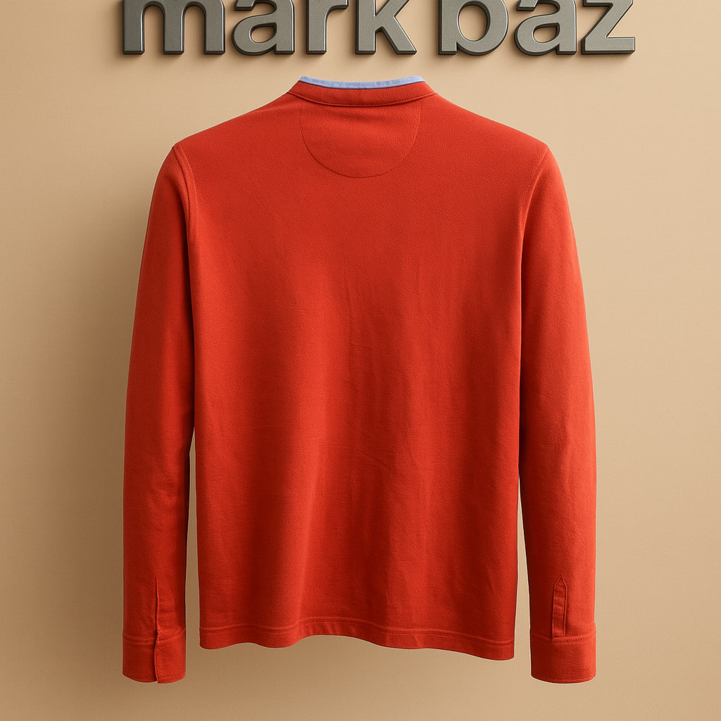 خرید تیشرت آستین بلند Massimo Dutti اسپانیا _اورجینال | قرمز نارنجی 100٪ کتان