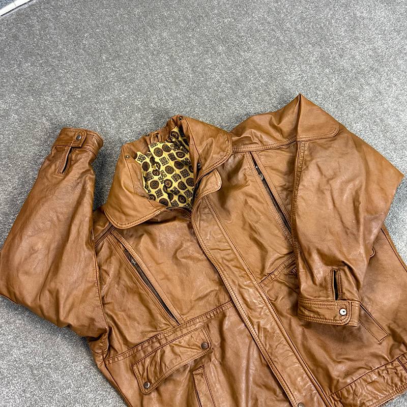 کاپشن چرم اورجینال گاوی وینتیج، ضخیم و سالم با زیپ YKK