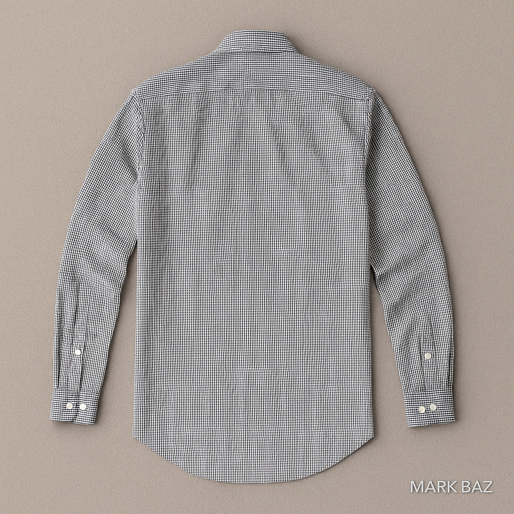 پیراهن چهارخانه ریز U.S. Polo Assn مشکی‌-سفید اورجینال