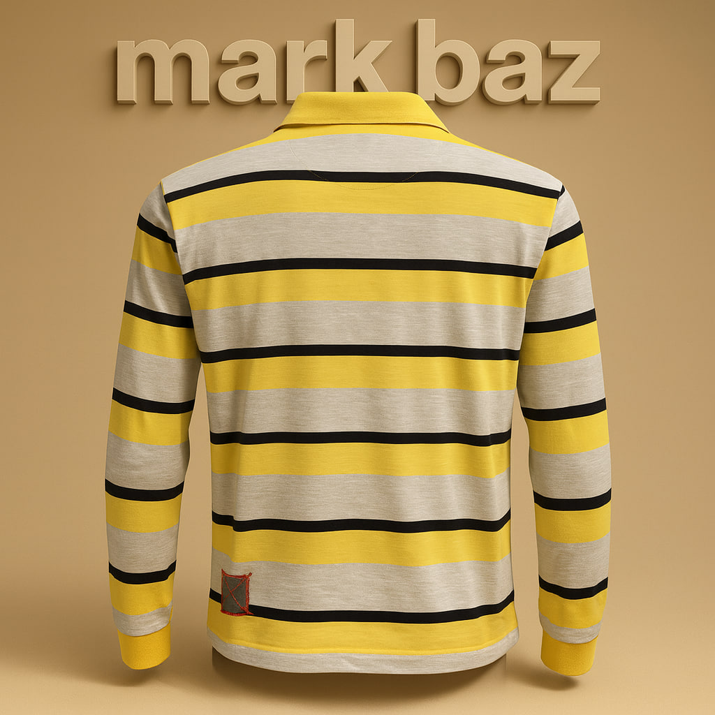 تیشرت آستین بلند مردانه اورجینال ETEN رنگ طوسی و زرد طرح‌دار | جنس 100% کتان نخی، آکبند و ضمانتی مناسب استایل اسپرت و روزانه