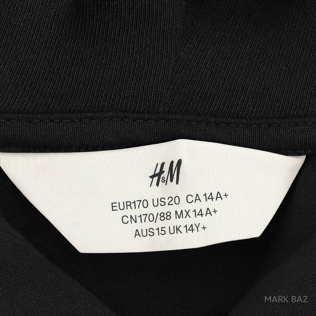 خرید هودی مشکی سفید H&M مدل STAY COOL سایز مدیوم