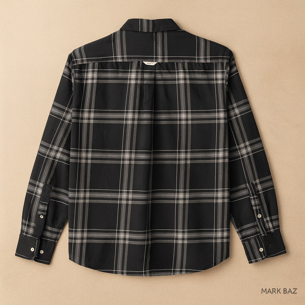 پیراهن پشمی نازک چهارخانه مردانه YELLOW مشکی‌ـ‌خاکستری