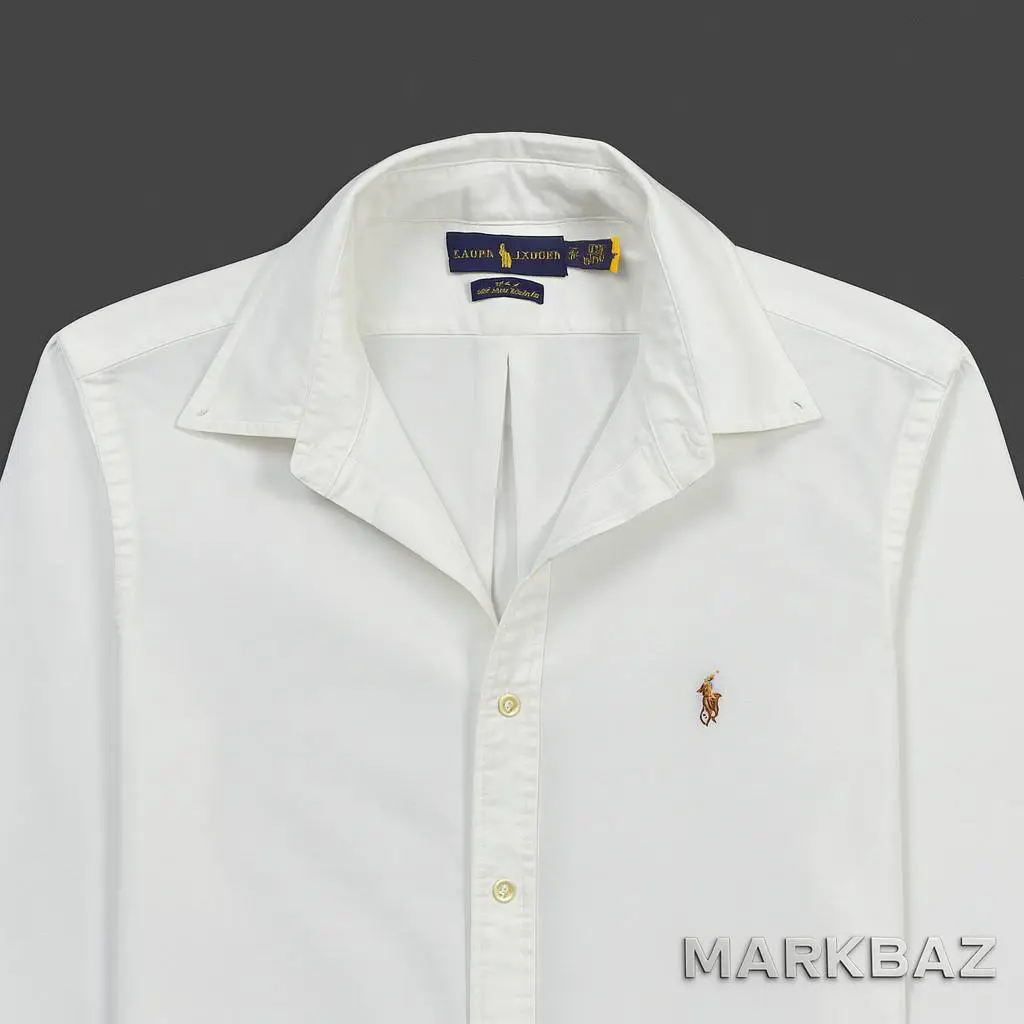 پیراهن مردانه پولو Ralph Lauren سفید Slim Fit Oxford اورجینال