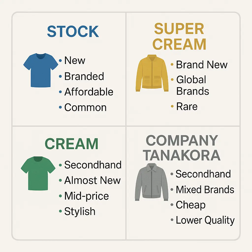 تفاوت استوک، سوپر کرم، کرم و تاناکورای شرکتی | جدول مقایسه کامل