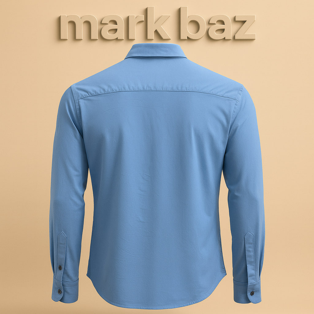 خرید پیراهن مردانه آستین بلند BLU MNKY آلمانی مدل کتان کشی آبی | اورجینال فروشگاه استوک مارک باز