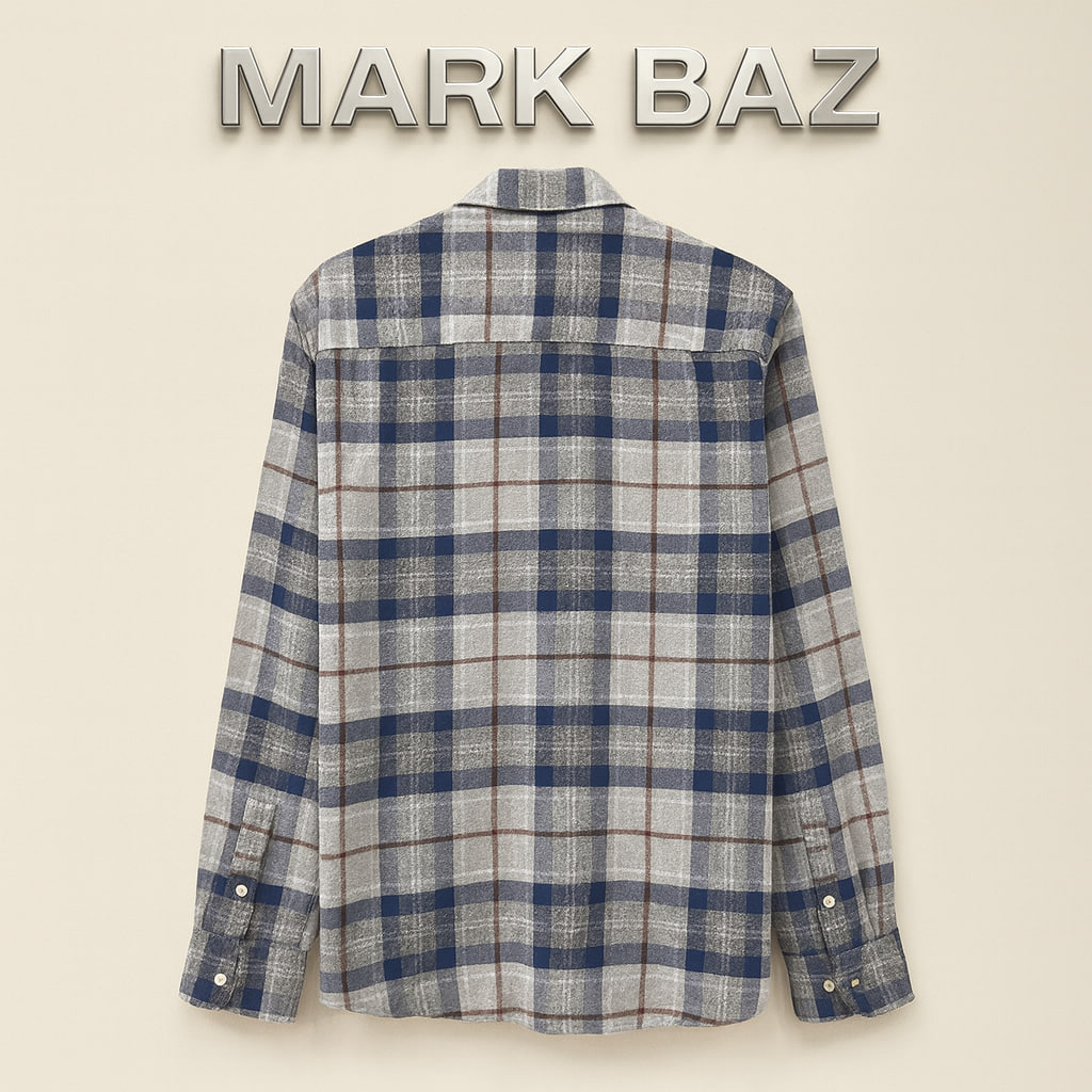 خرید پیراهن چهارخانه مردانه Tu Man خاکستری–سرمه‌ای | پشمی اورجینال با ضمانت