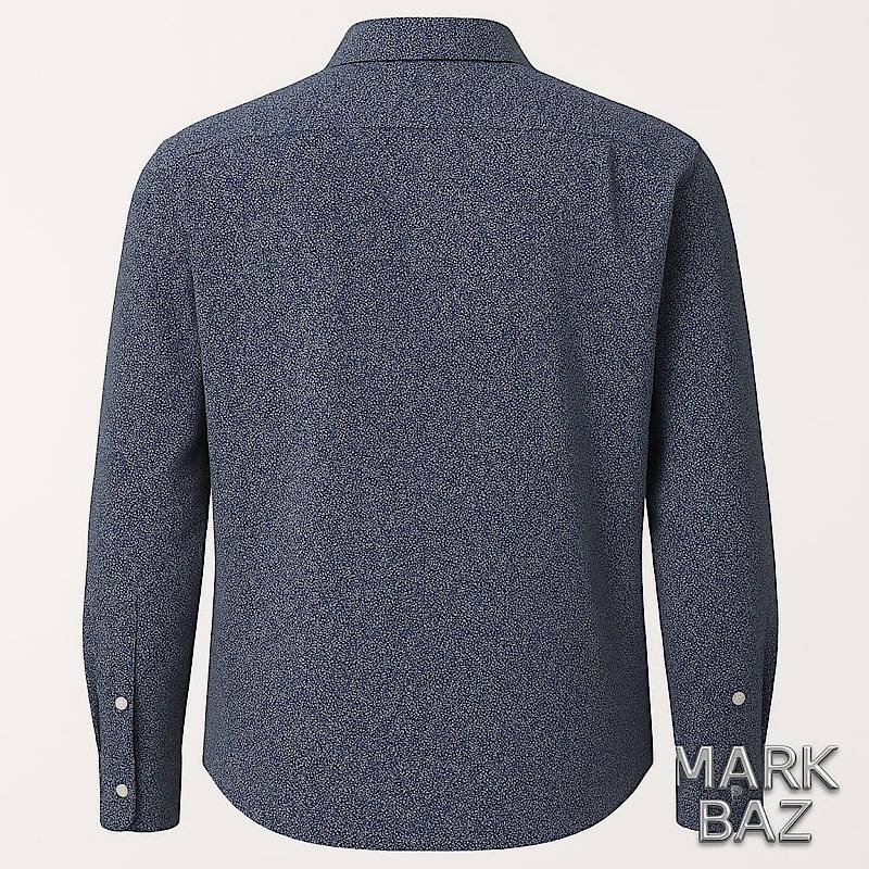 خرید پیراهن مردانه اچ اند ام H&M اورجینال آستین بلند ریزگل آبی – 100% کتان ساخت ترکیه