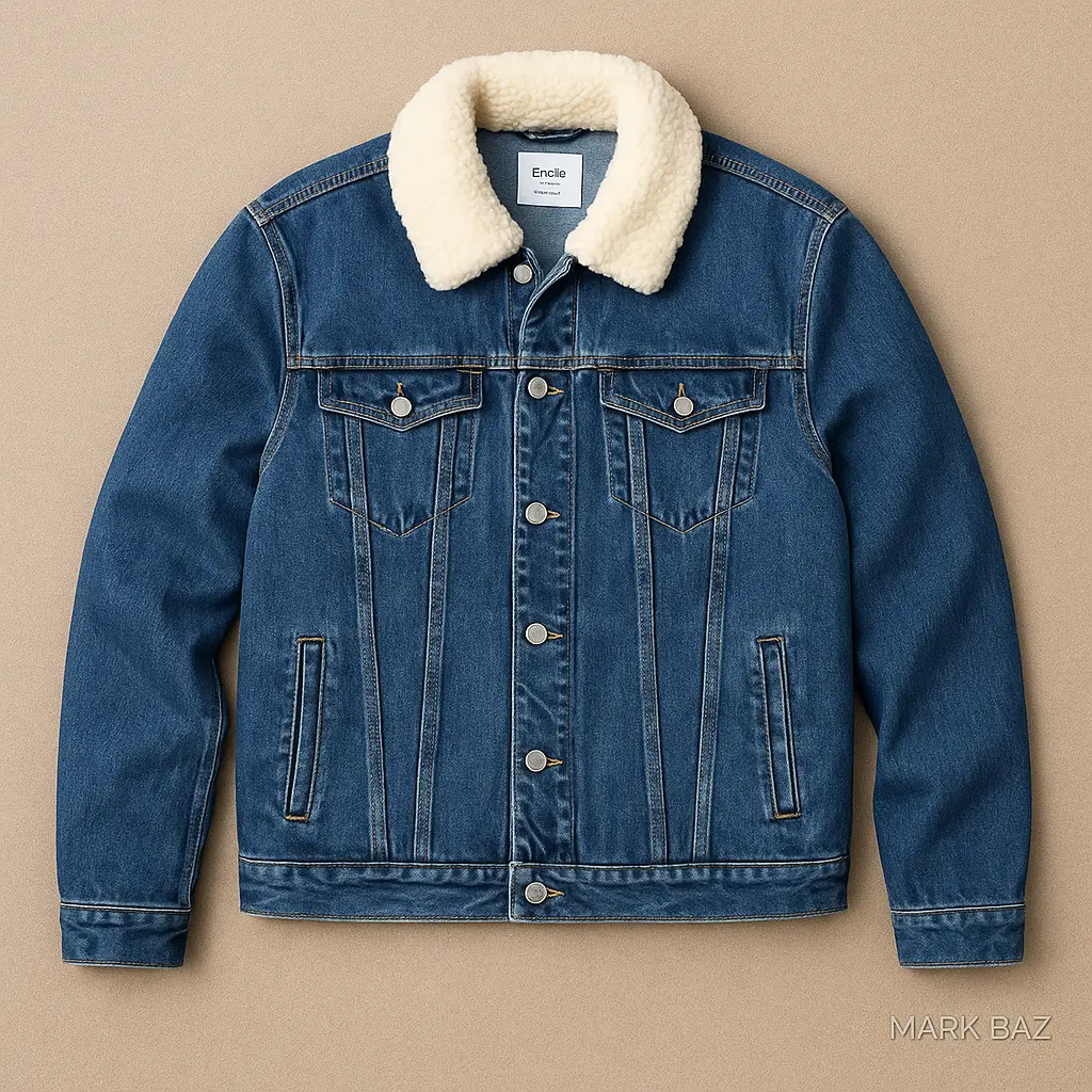 کاپشن جین برشکا مردانه با یقه خزدار – سایز XL (استوک اروپایی)