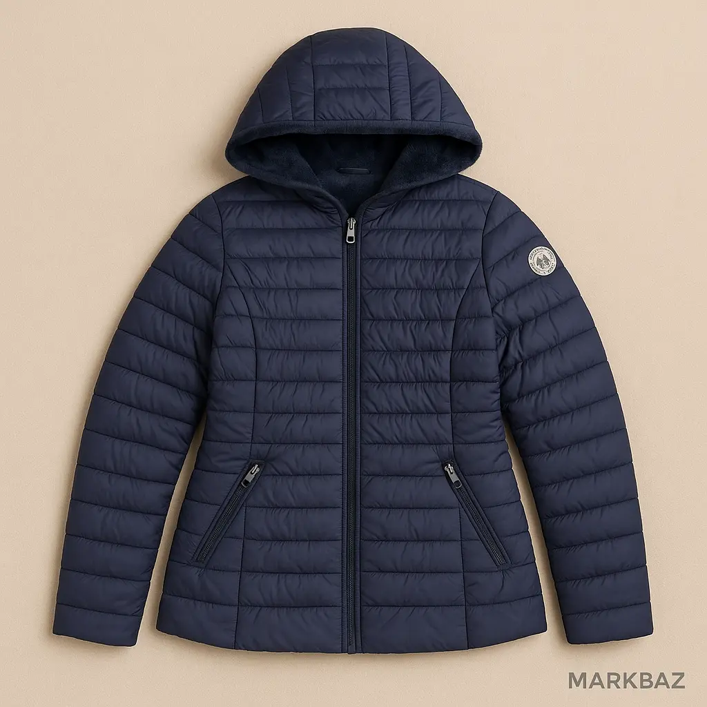 کاپشن زنانه BLISE خزدار سرمه‌ای کم کار