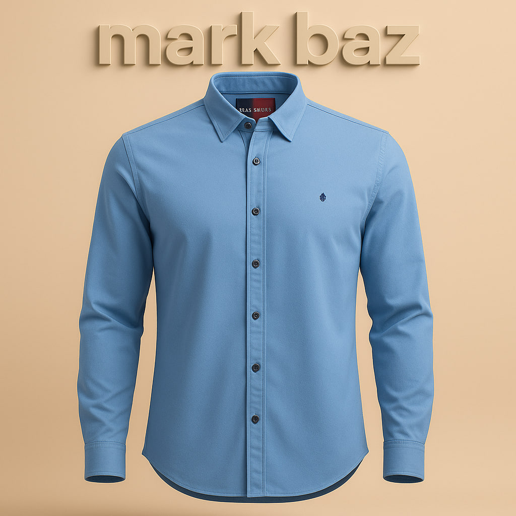 خرید پیراهن مردانه آستین بلند BLU MNKY آلمانی مدل کتان کشی آبی | اورجینال فروشگاه استوک مارک باز