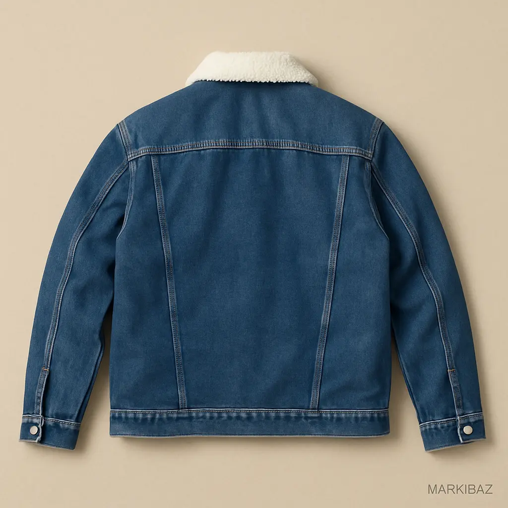 کاپشن جین برشکا مردانه با یقه خزدار – سایز XL (استوک اروپایی)