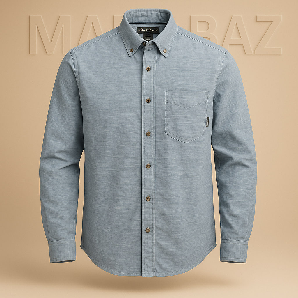 پیراهن مردانه اورجینال Eddie Bauer آمریکا مدل Classic Fit سایز S – پارچه 100% کتان خالص (Chambray Blue) مناسب استایل روزانه و رسمی