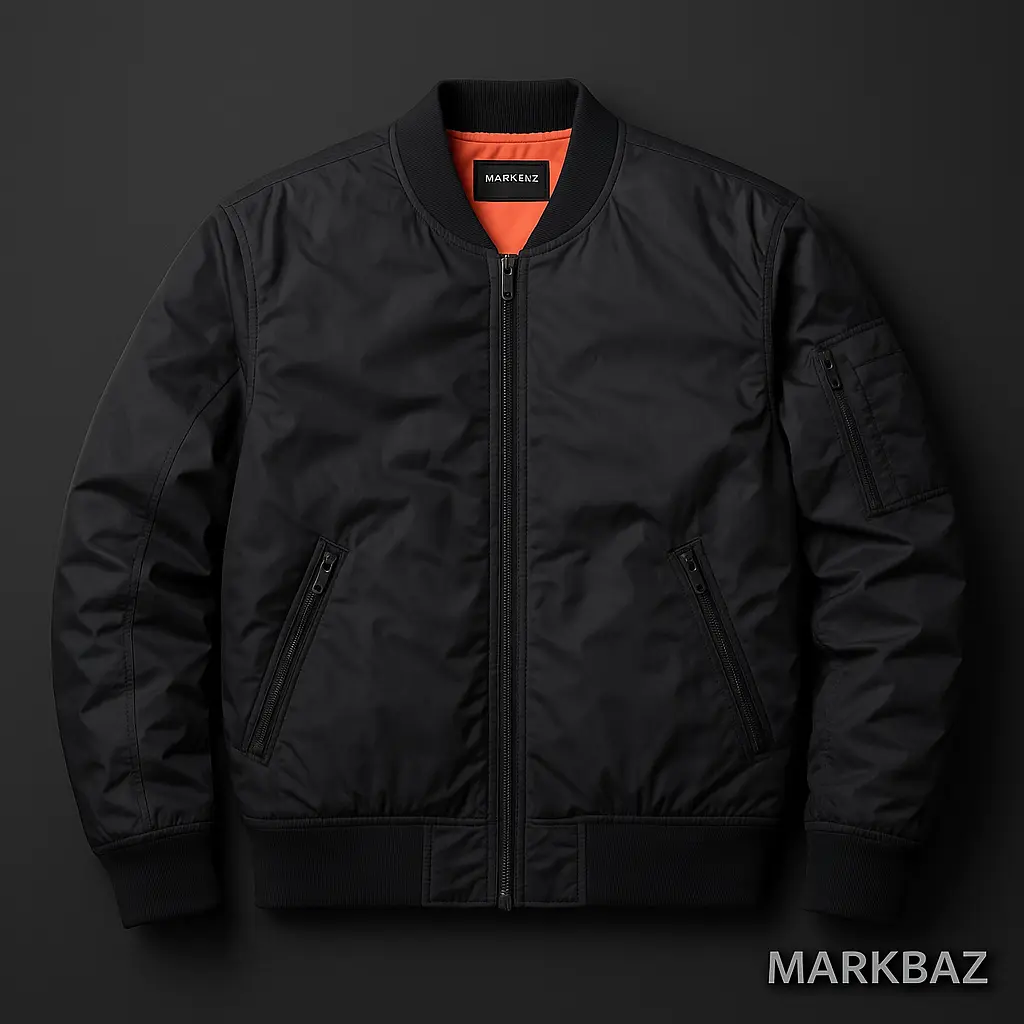 کت بمبر ریورسبل Emporio Armani اورجینال مشکی/نارنجی سایز L – برند ایتالیایی