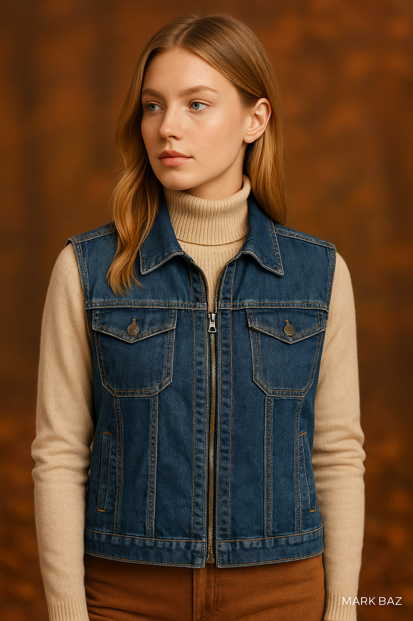 جلیقه جین مردانه و زنانه لی‌کوپر (Lee Cooper) اورجینال – رنگ آبی سنگشور کلاسیک