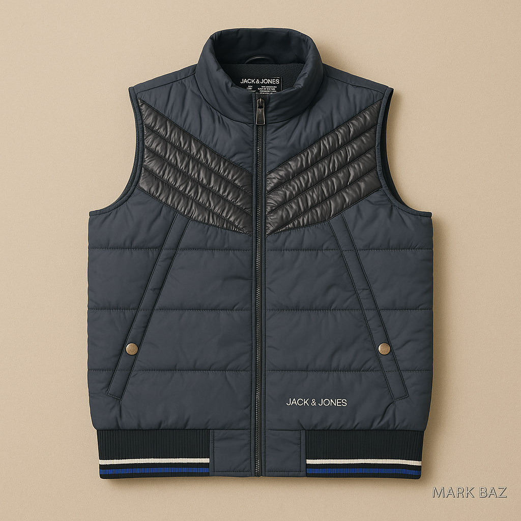 جلیقه مردانه جک اند جونز مدل SUN BODYWARMER رنگ سرمه‌ای تیره