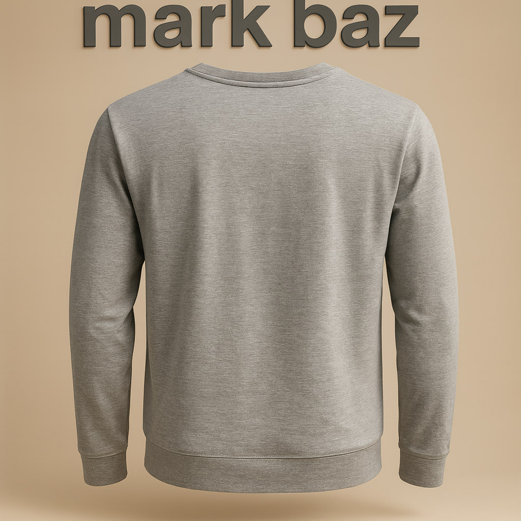 تیشرت آستین بلند مردانه طوسی اورجینال با گلدوزی برجسته – 100٪ کتان ساخت بنگلادش | استوک مارک باز