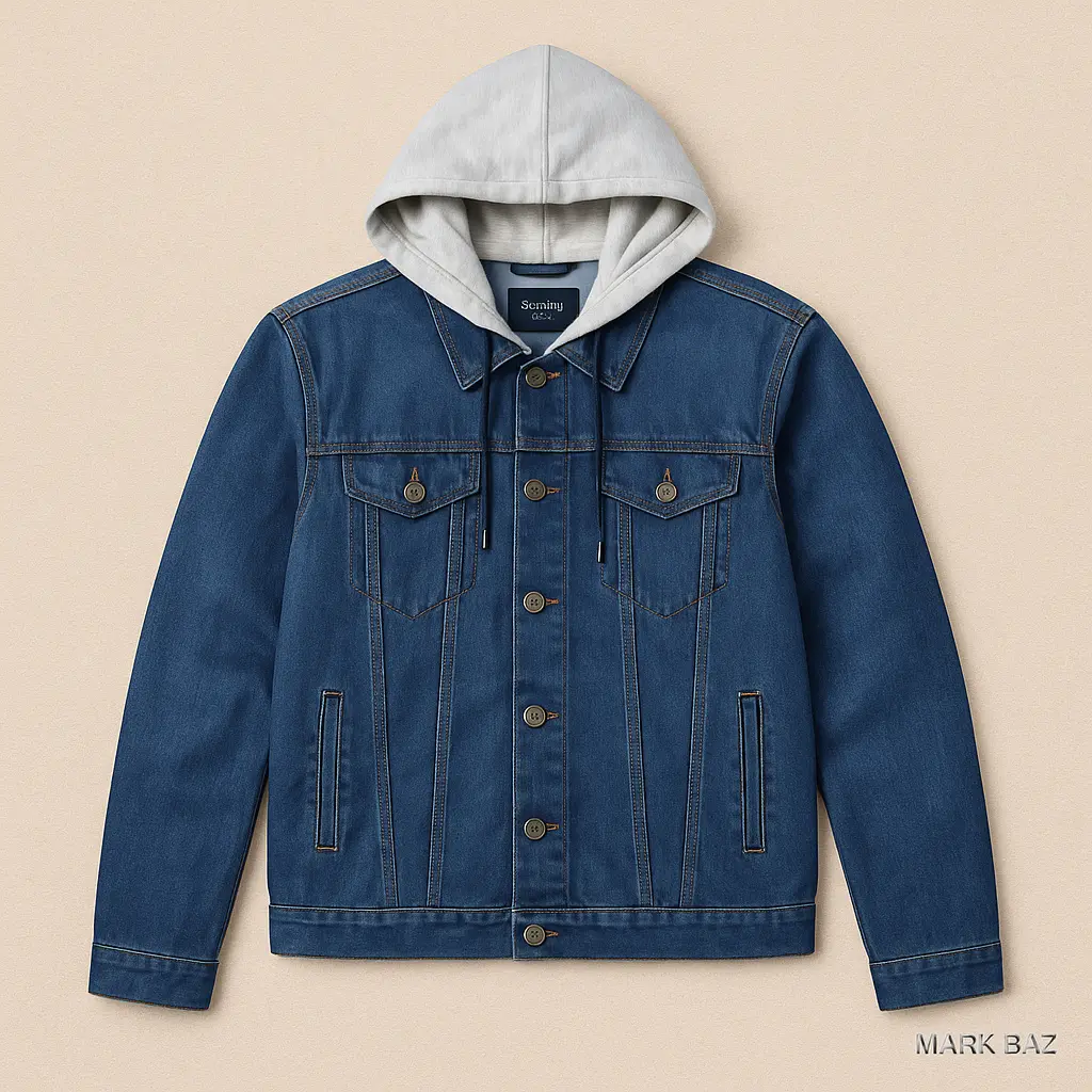 کاپشن جین کلاه‌دار مردانه و زنانه Denim Co. مدل کلاسیک اروپایی