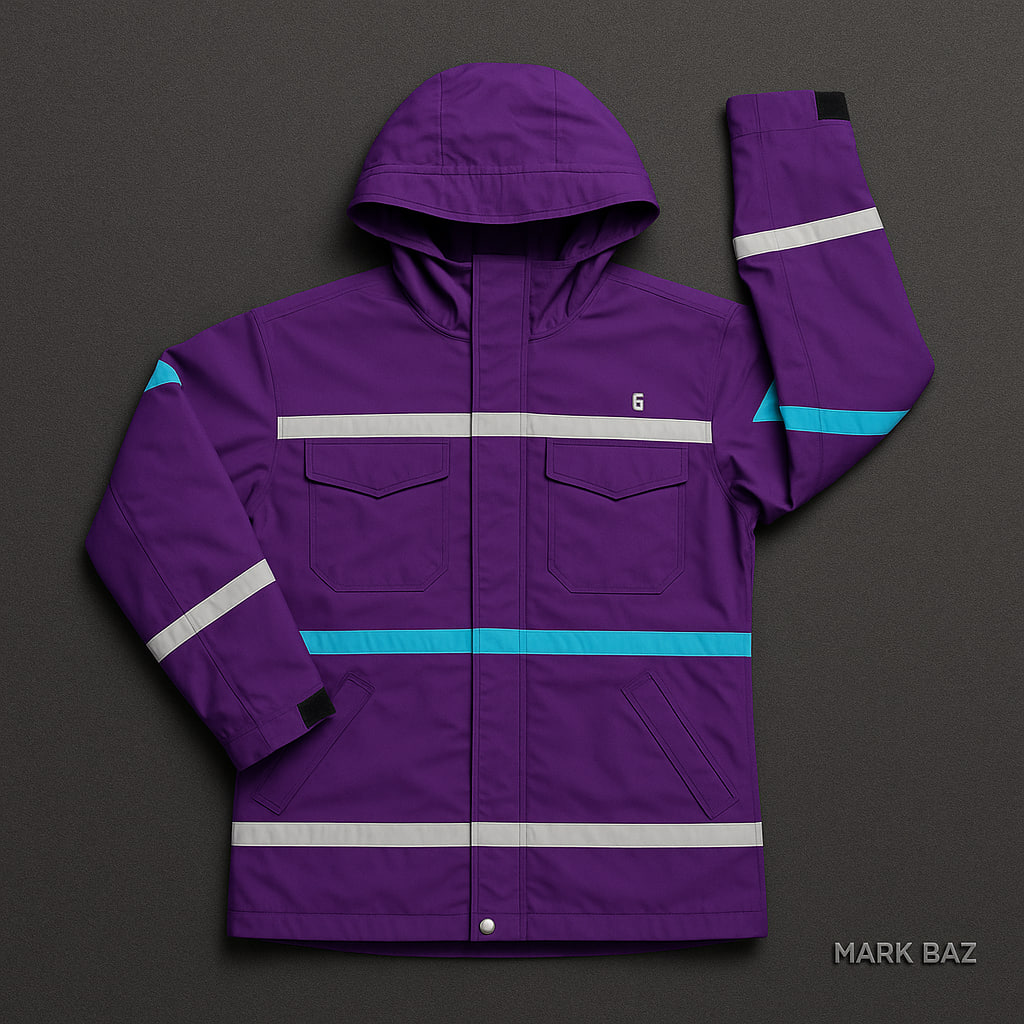 کاپشن اسکی بنفش زنانه و مردانه با نوار رفلکتیو و زیپ تنفسی