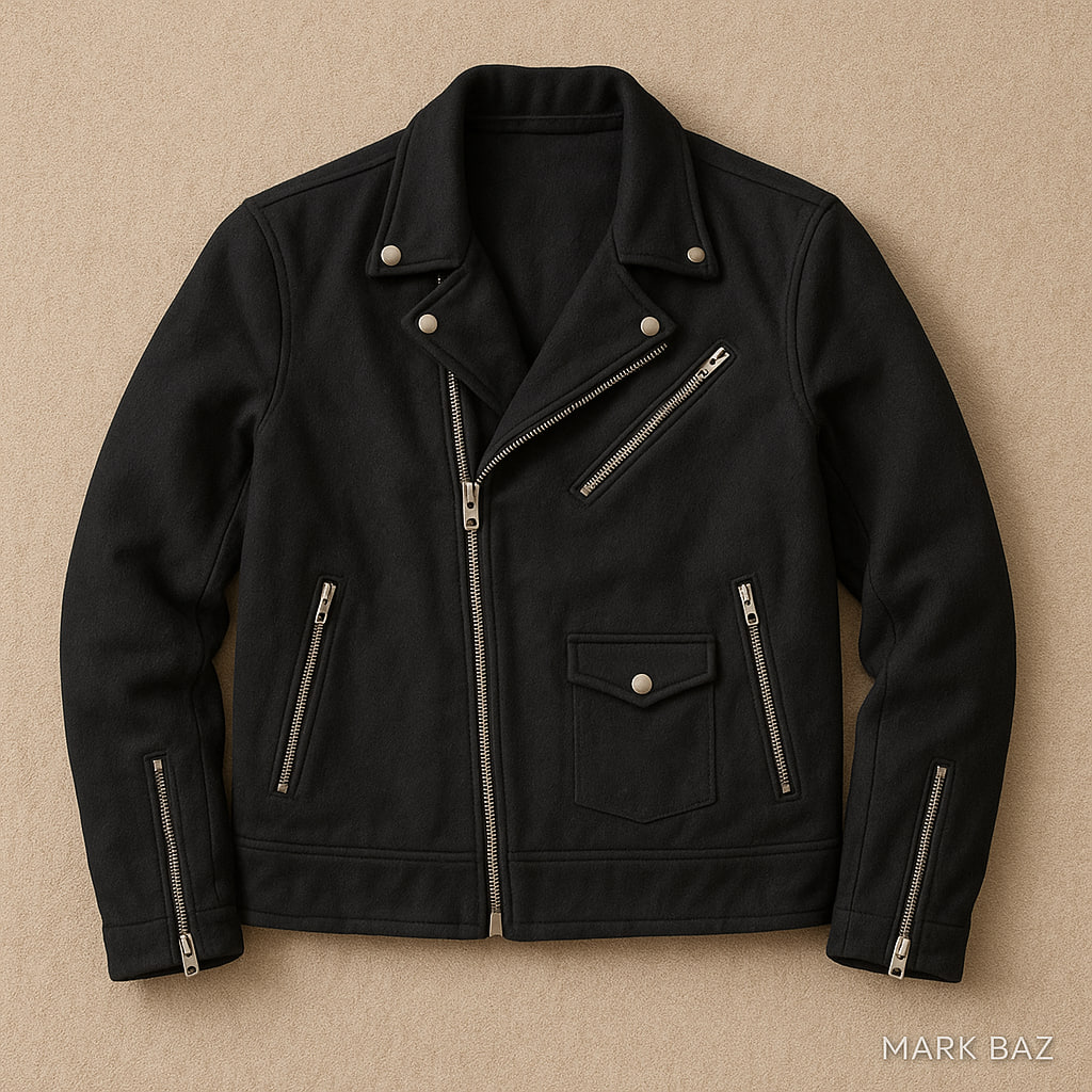 کت پشمی مردانه Last Night Parade با طراحی زیپی مدل موتورسواری