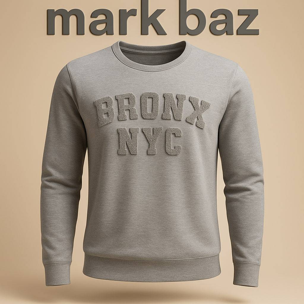 تیشرت آستین بلند مردانه طوسی اورجینال با گلدوزی برجسته – 100٪ کتان ساخت بنگلادش | استوک مارک باز