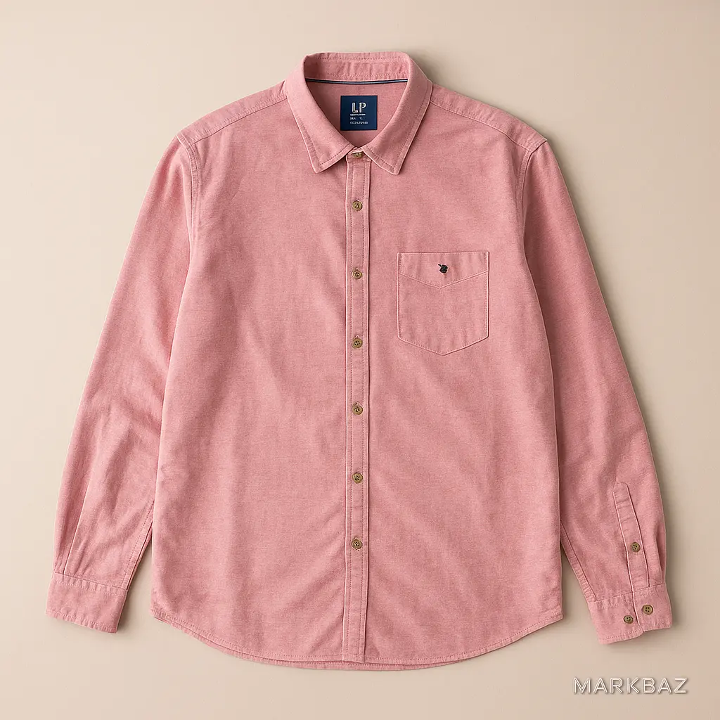 پیراهن مردانه کتان Louis Philippe رنگ صورتی چرک (اورجینال)
