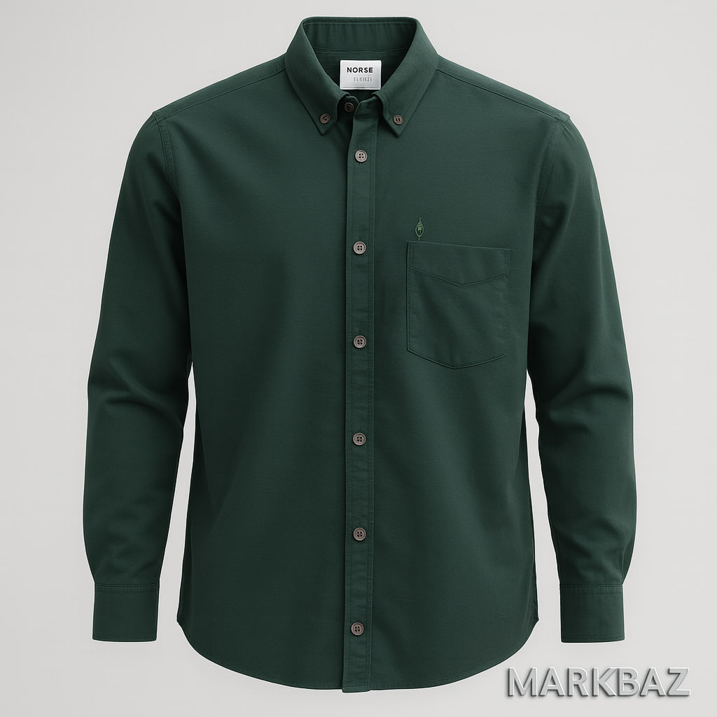 پیراهن مردانه سبز تیره کتان چهار فصل Adderss | استایل رسمی و روزانه با ضمانت اورجینال