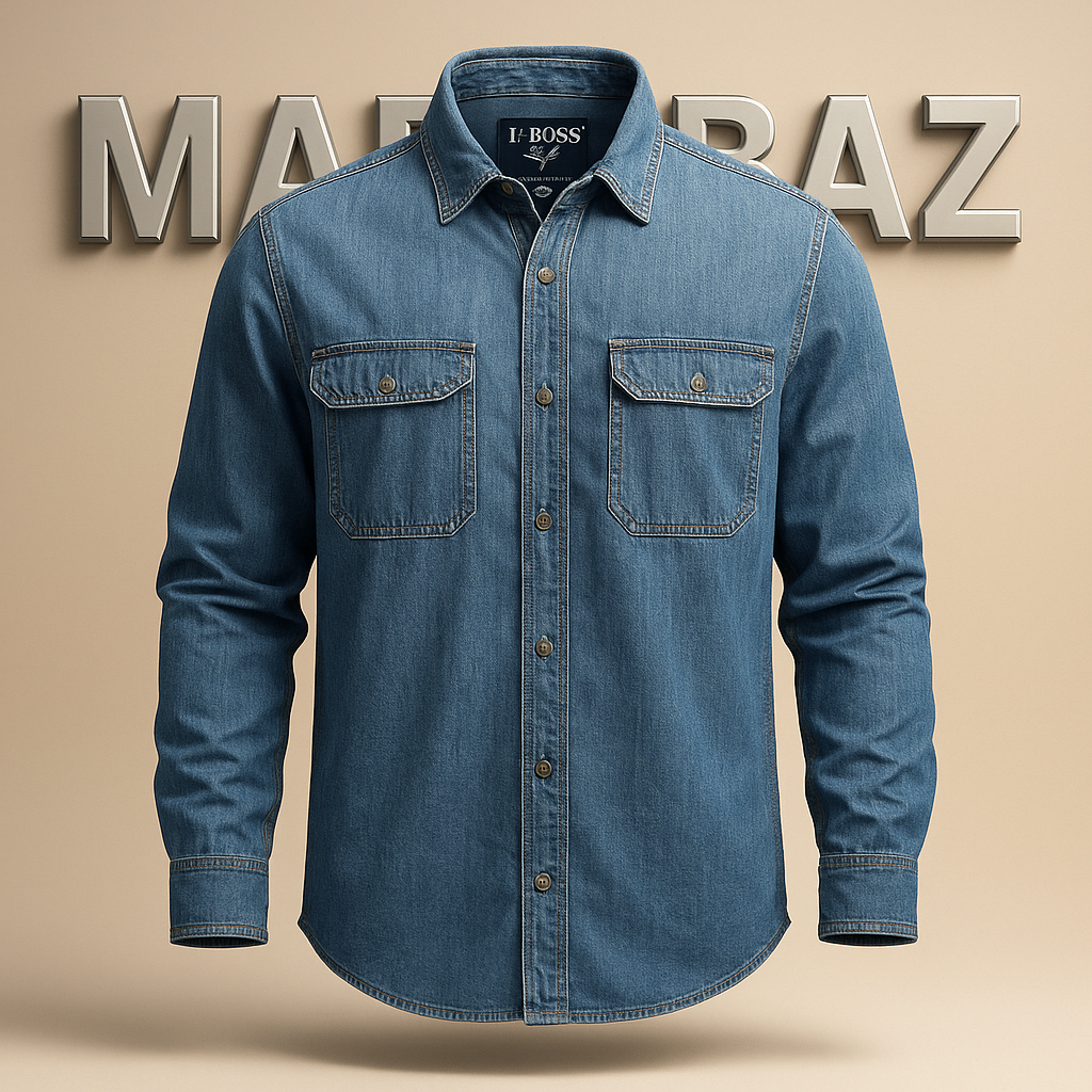 خرید پیراهن جین مردانه I-BOSS اورجینال 100٪ کتان سایز XXL | استوک مارک باز